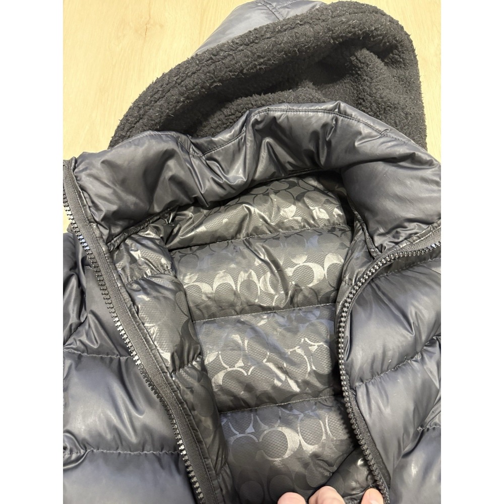 Coach Black Quilted Lightweight Logo Full Zip Puffer Jacket Women's Size Small - Picture 5 of 8